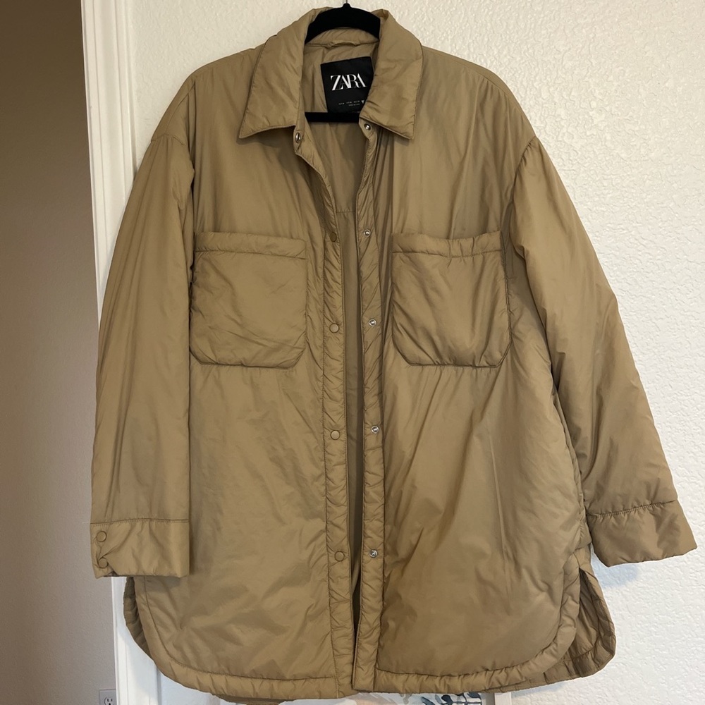 Zara beige puffer coat